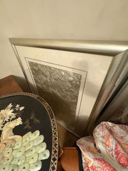 corner desk, storagd cabinet, photo frame,