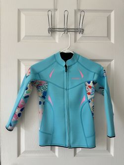 GoldFin Kids Wetsuit 2mm Long Sleeve Neoprene Jacket/ Top, Size 12, Color blue