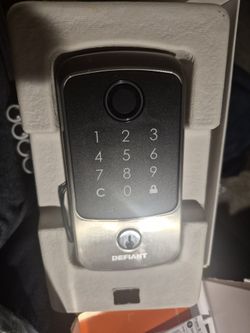 Square Fingerprint Satin Nickel Electronic Single Cylinder Deadbolt Wi-Fi Enabled Powered by Hubspace