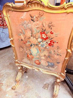Antique French Needlepoint Screen