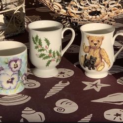 Set Of Five Ceramic Mugs And Vintage Ceramic Jug From Slovak 