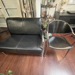 Leather loveseat + Chair