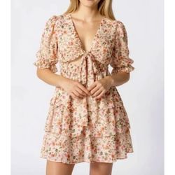 Floral Lush Tiered Puff Sleeve Mini Dress