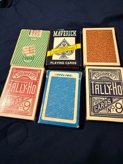 Vintage Lot Of 6 Playing Card Decks In Box, Complete, pan Am, Tally ho Bee