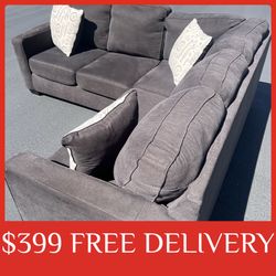 Dark Gray 2 piece SECTIONAL sectional couch sofa recliner (FREE CURBSIDE DELIVERY)