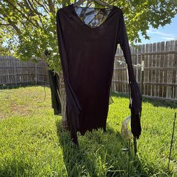 🎃 Spooky Black Sheer Dress Costume - Long Flowy Arms  - Size Women/Teen Small