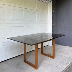MCM Postmodern Scandinavian Dining Table w/ Smoked Glass •FREE DELIVERY•