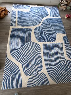 ODIKA 6x9 Area Rug — Blue Abstract, Washable & Non-Slip