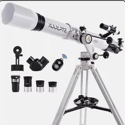 Telescope 90mm Aperture 900mm - Vertisteel AZ Mount Base, High Precision Adjustment, Magnification 45-450x, Wireless Remote, Phone Adapter - Ideal for