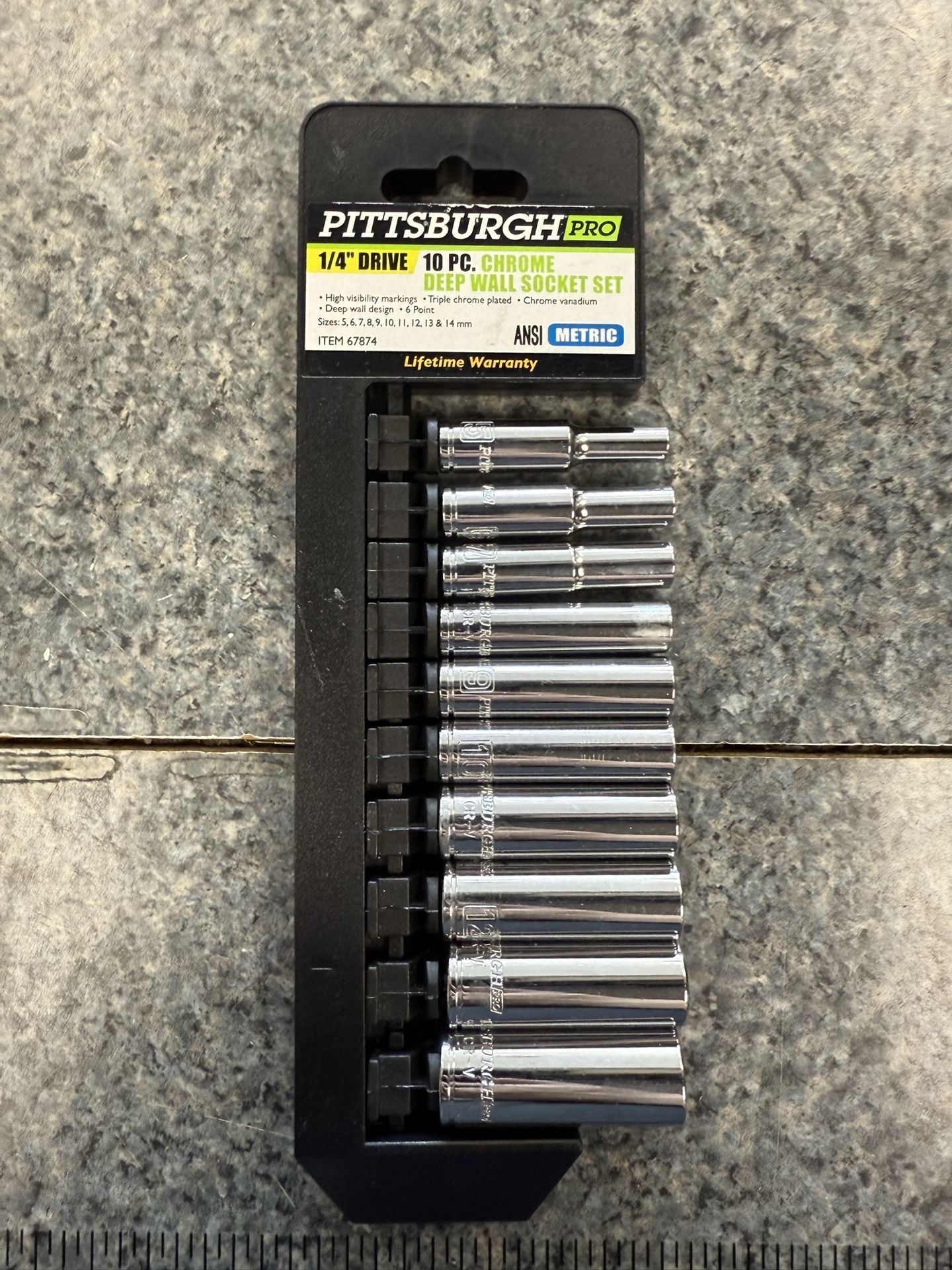 Pittsburgh 10pc Chrome Deep Wall Socket Set
