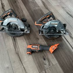 Ridgid 2 Circular Saws 7 1/4 And Multitool 