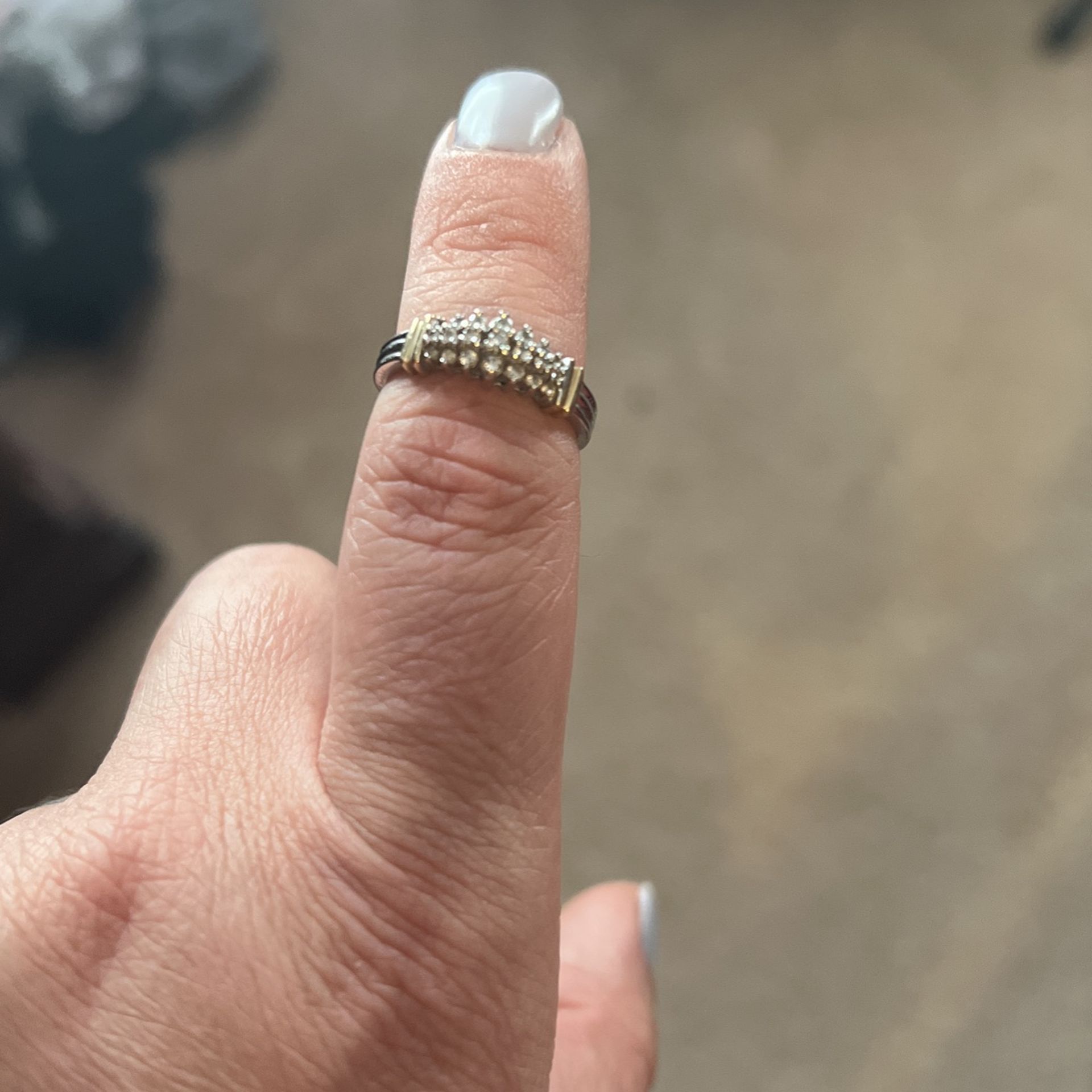 Real Diamond Ring Silver With Gold Accents