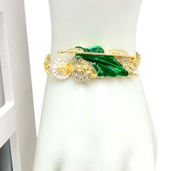 San Judas Tadeo Pulsera Baño De Oro Italiano Gold Plated Adjustable Bracelet with White Cubic Zircon