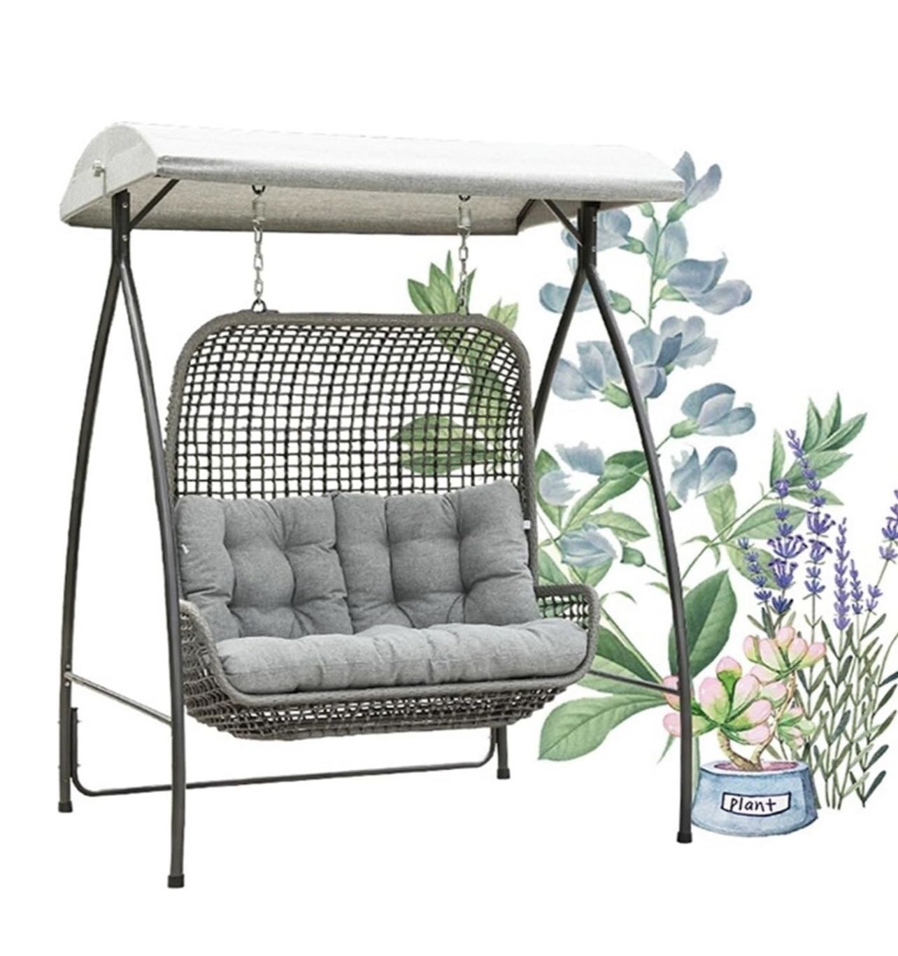 Brand New Swing chair Outdoor Double Swing, Courtyard Iron Rattan Weaving Swing Lazy Person Hanging Chair, Indoor Balcony Garden Adult Hanging Basket