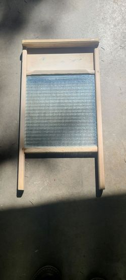 Nice Vintage Glass & Wood Washboard