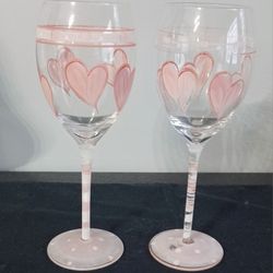 Pink Heart Wine Glasses