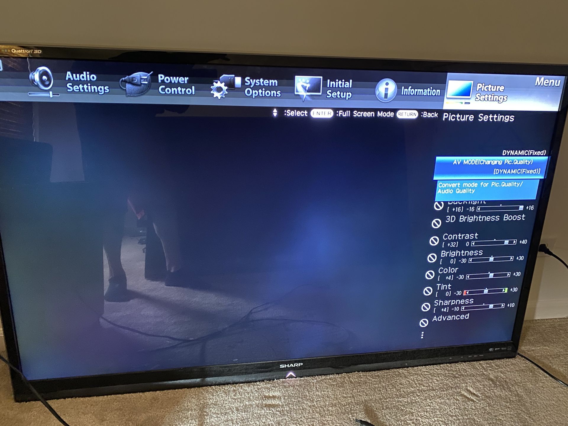 60” Sharp Aquos Quatron 3D 1080P LCD TV