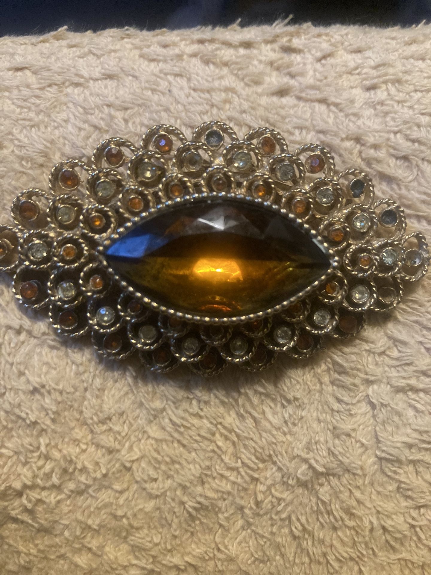 Large Art Deco Broach W/ Huge Stone