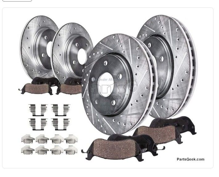 Detroit Axle Premium Drilled And Slotted Front And Back Brack Rotors And Pads New In Boxes
