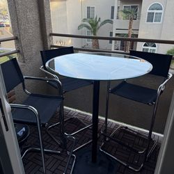 Vintage Chrome Bar Stools with Glass Table Top