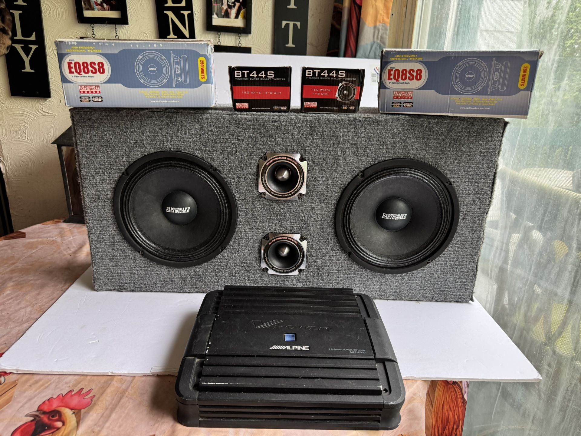 8"Earthquake Chuchero box amazing sound New and Alpine 4channel amp