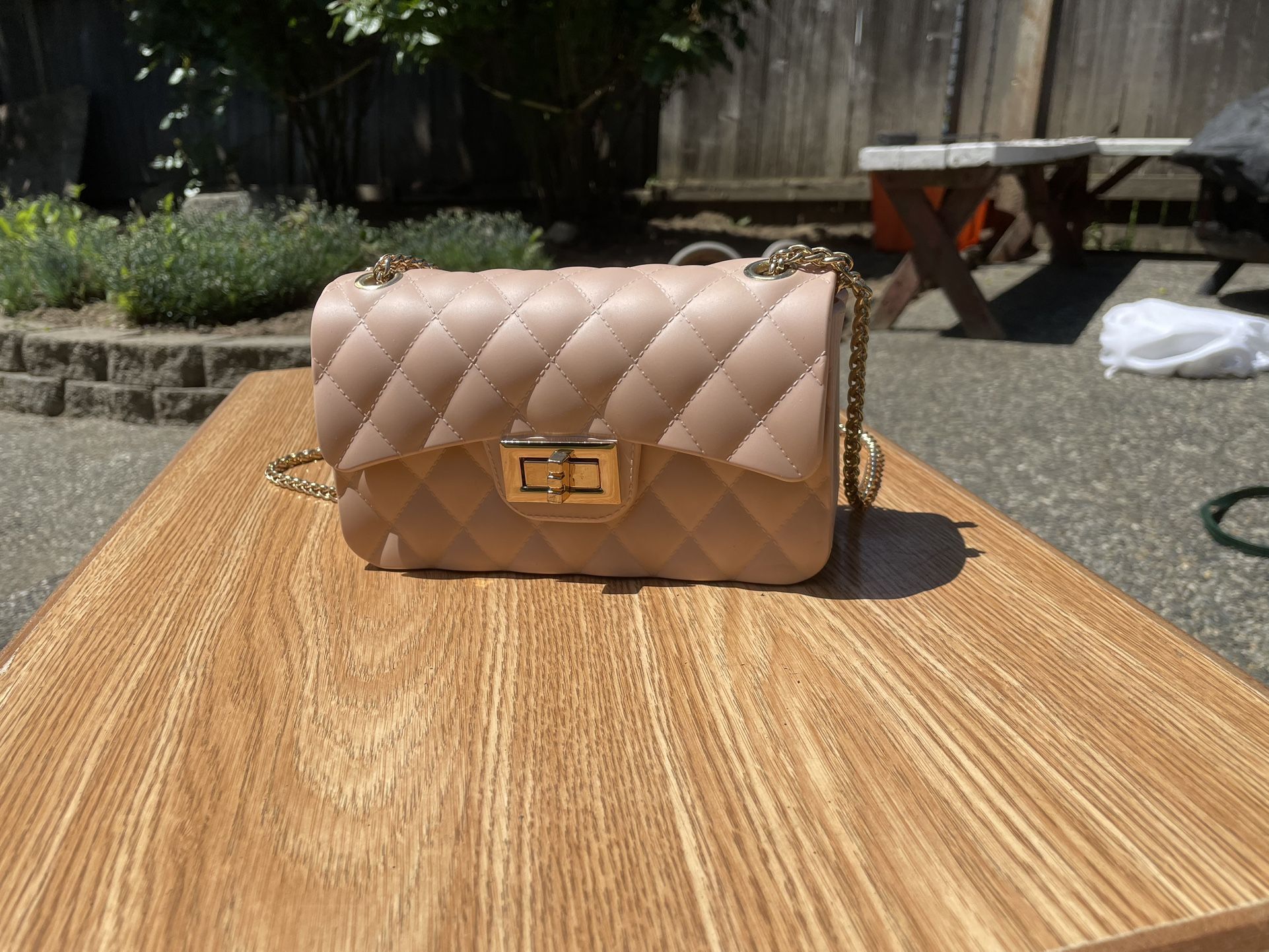 Pink, Gold Chain Purse.