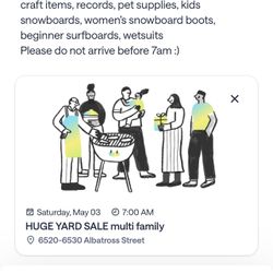 Huge Yard Sale Sat 5/3