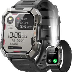 IOWODO W60 Men's Military Smart Watch, Bluetooth, Fitness, Heart Mon, Fitness Tracker