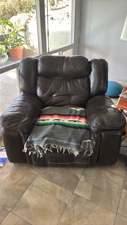 Dark Brown Leather Recliner Chair