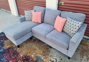 Stark Living Spaces Linen Gray Sofa with Reversible Chaise