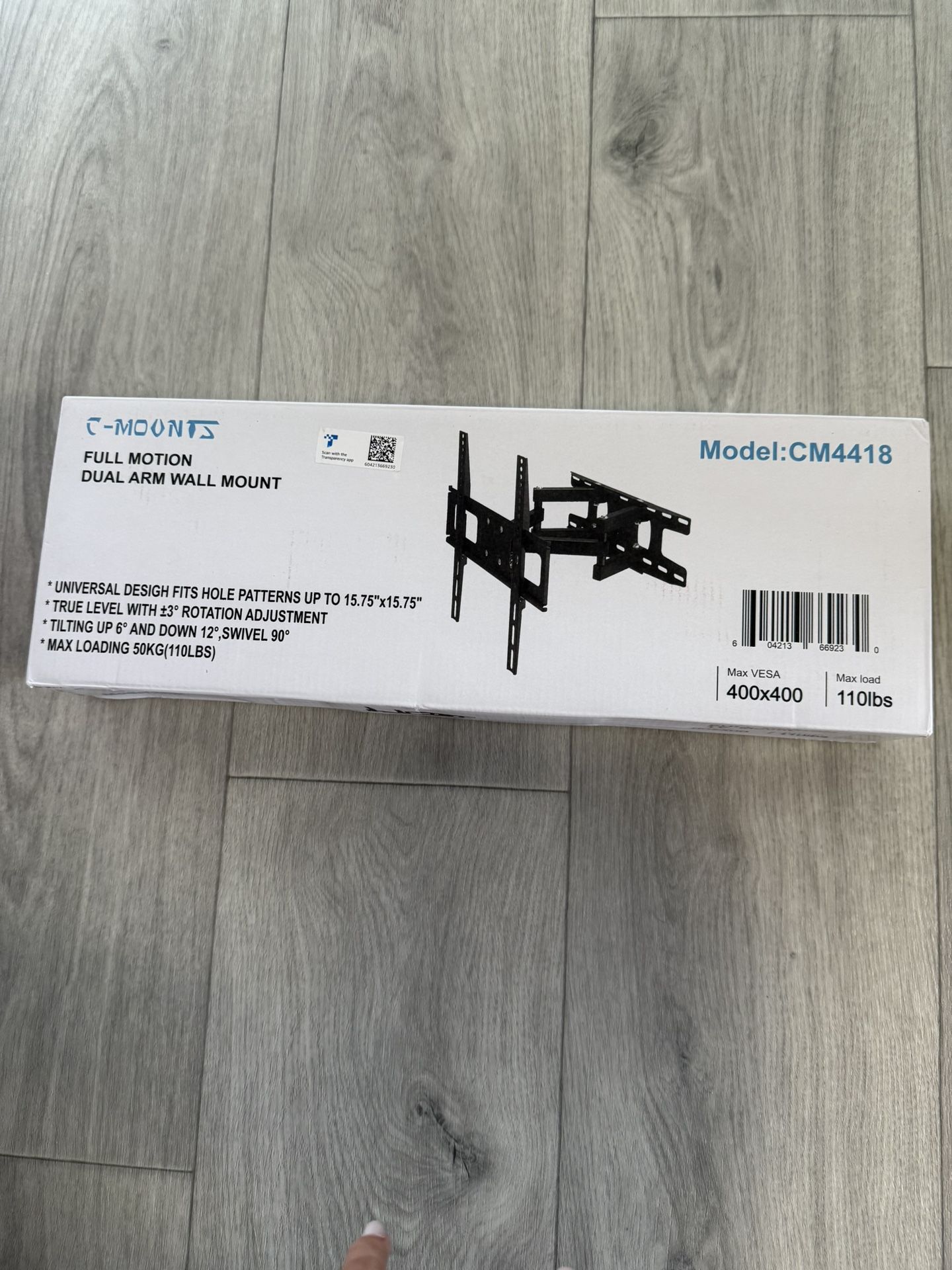Full Motion TV Wall Mount with Double Hinged Arm Swivel and Tiltable for 26 to 65 Inch Flat Screen TVs, Maximum VESA 400 x 400 and 110 Pounds