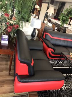 Living room red couch and love seat $39 down
