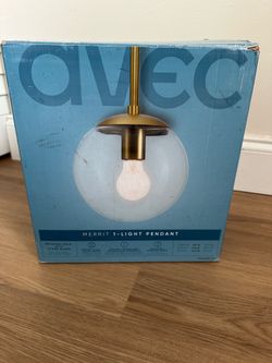 New Avec Merrit 1-Light Pendant Light – Brushed Gold & Clear Glass – Modern Ceiling Fixture