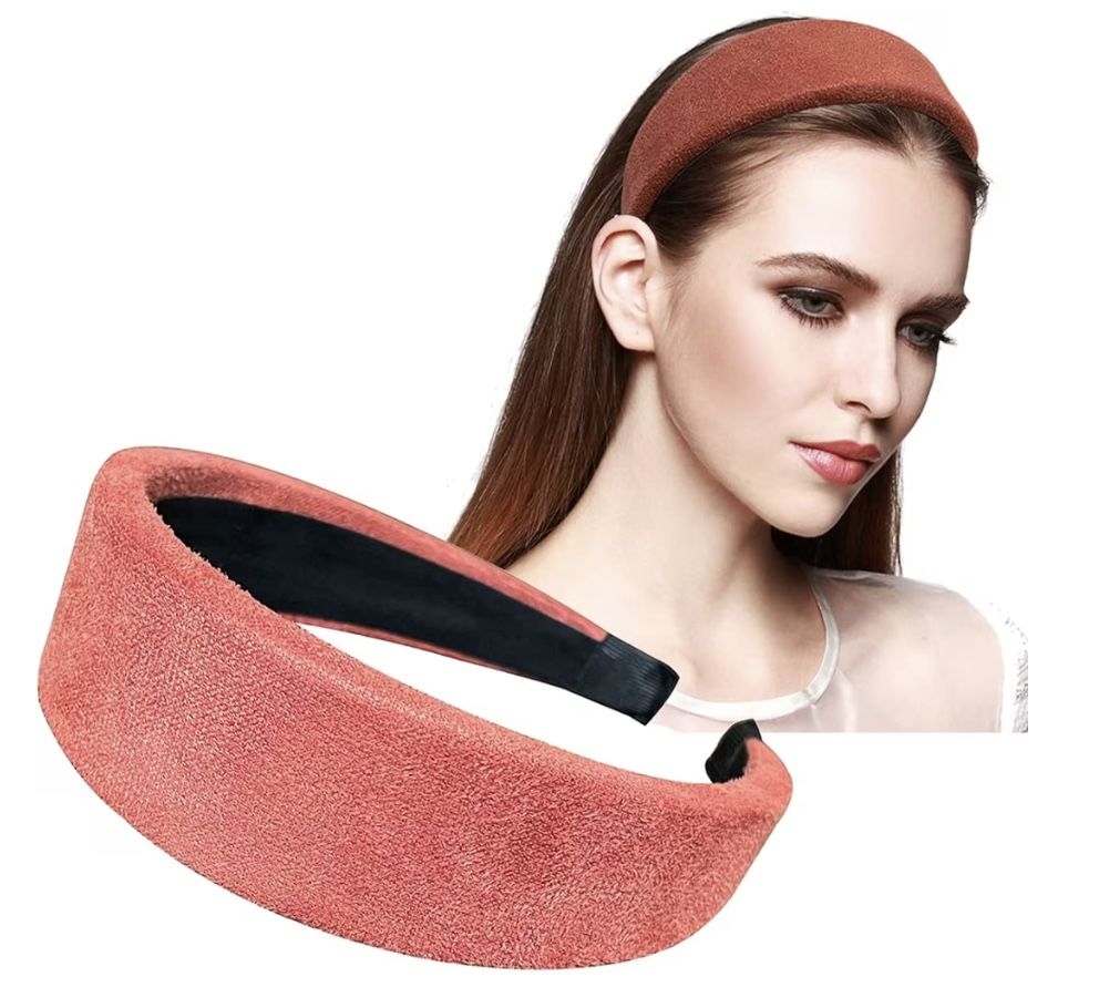 Three 1.5 inch Wide Suede Like Headbands for Women Girls Fashion Padded Hairband
