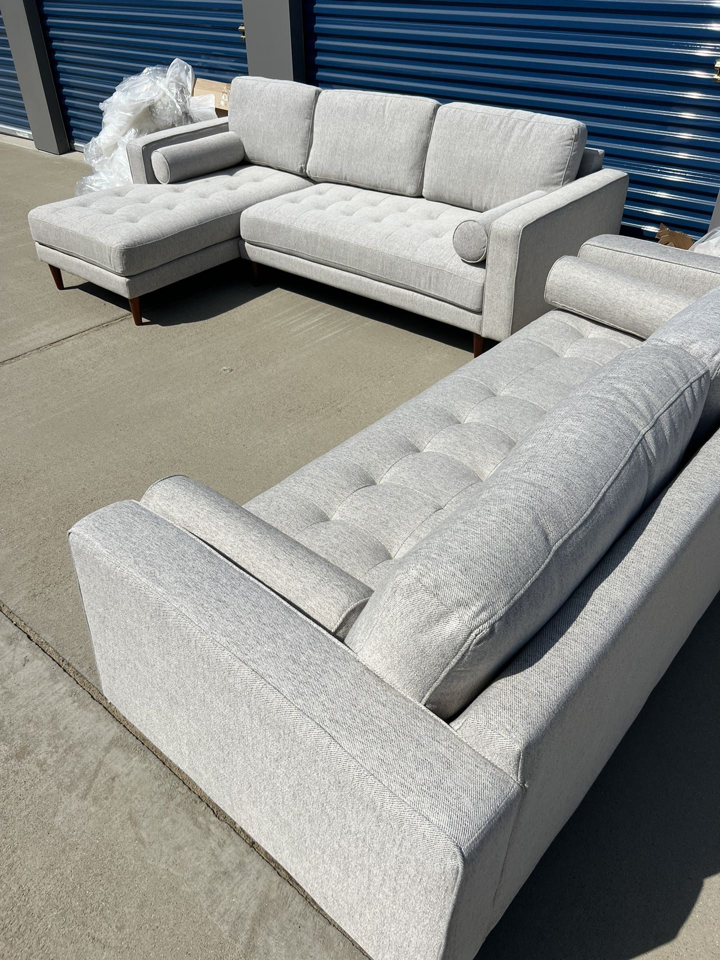 Brand New. Mid Century Modern Sectional And Sofa Set. Retails Over $3700