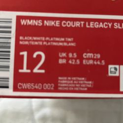 New In Box Nike Court Legacy Slip Ons Slp Size 12 Black Shoes Women’s 