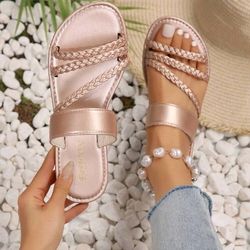 Size 7 Comfortable Minimalist Flat Sandals For Women, With Open Toes And Broad Bandage, Suitable For Casual And Fashionable Dressing Up In Summer Or G