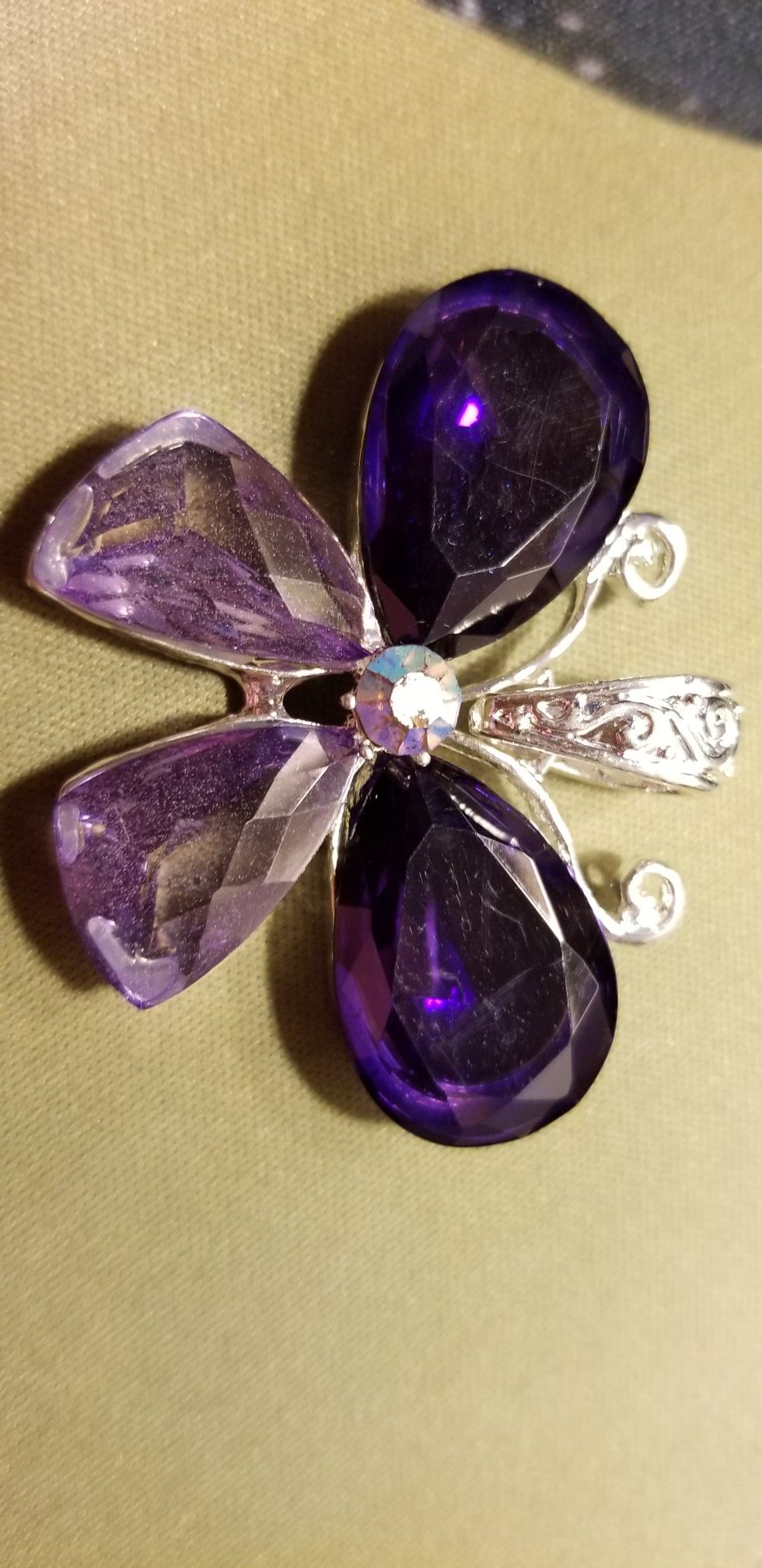 Purple Crystal Butterfly Pendant