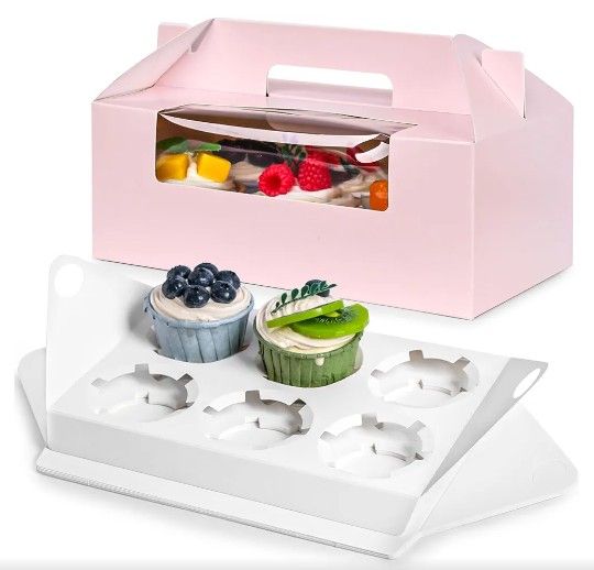 50 Pink Cupcake Boxes With Handle