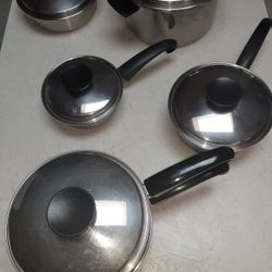 11 piece Vintage Seal-O-Matic Thermium Multi-Plex Stainless Steel Cooware Set, Waterless Cookware