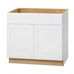 Avondale 36 in. W x 24 in. D x 34.5 in. H Ready to Assemble Plywood Shaker Sink Base Kitchen Cabinet in Alpine White