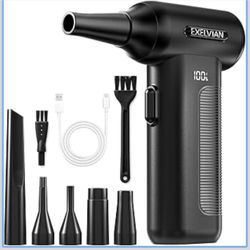 Compressed Air Duster Electric : 150000RPM 10000mAh LED 6-Gear Adjustable Keyboard Cleaner, Wireless Rechargeable Duster for Computer Keyboard Cleanin