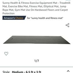 Sunny Health & Fitness Exercise Equipment Mat - Treadmill Mat, Exercise Bike Mat, Fitness Mat, Elliptical Mat, Jump Rope Mat, Gym Mat Use On Hardwood