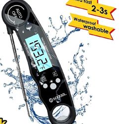 Meat Thermometer, Digital Food Instant Read Thermometer for Cooking Oil Deep Fry Outdoor BBQ Grill Smoker, Ultra Fast and Waterproof