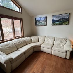 White Leather Sectional 