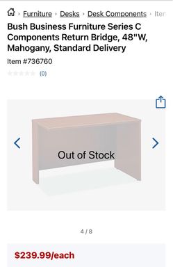 Return bridge for L-shaped desk