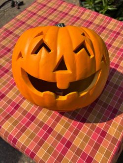 Vintage Orange Plastic Jack-O-Lantern Halloween Decoration