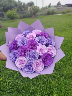 Purple bouquet of eternal flowers