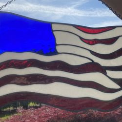 Stained Glass Flag Suncatcher