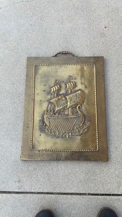 Brass Embossed Sailing Ship Wall Plaque